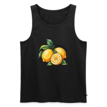 Sunshine & Citrus Zitronen Sommer Urlaub - Männer Premium Bio Tank Top - Schwarz - Vorne - AI Model Male 178 light (178cm)