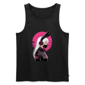 Futuristic Cyberpunk Girl - Men's Premium Organic Tank Top - black - Front - AI Model Male 178 light (178cm)
