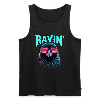 Ravin' Rabe pour les festivals techno - Débardeur bio Premium Homme - noir - Devant - AI Model Male 178 light (178cm)