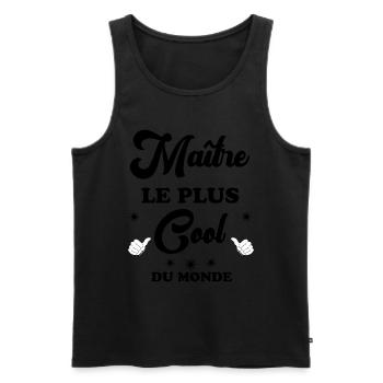Maitre D'école humour cadeau cool pour homme - Débardeur bio Premium Homme - noir - Devant - Michal (187cm)