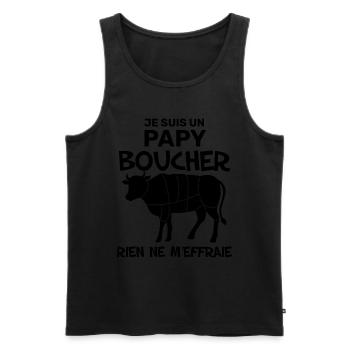 Papy Boucher Courageux Cadeau Humour Boucherie - Débardeur bio Premium Homme - noir - Devant - Michal (187cm)