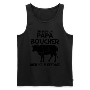 Boucherie Boucher Homme Cadeau Drole - Débardeur bio Premium Homme - noir - Devant - Michal (187cm)