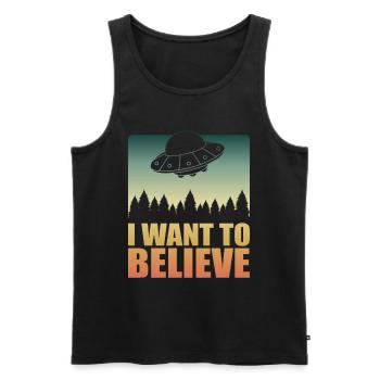 I Want To Believe Aliens UFO Roswell - Männer Premium Bio Tank Top - Schwarz - Vorne - Michal (187cm)