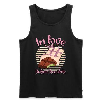 In Love with Dubai Chocolate | Liebe Stern Pistazi - Männer Premium Bio Tank Top - Schwarz - Vorne - Michal (187cm)