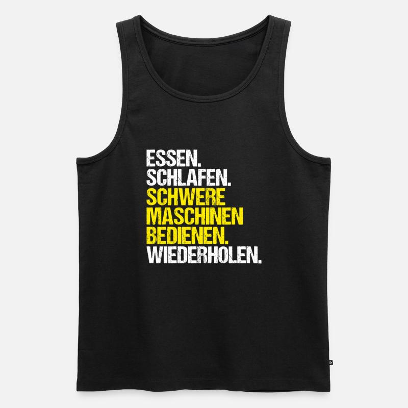 Baugeräteführer Kranführer Baggerfahrer Baugeräte - Männer Premium Bio Tank Top - Schwarz