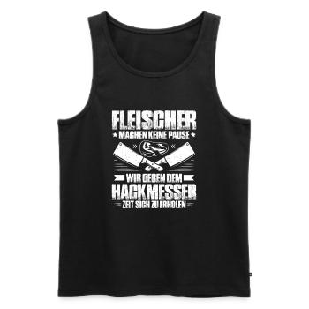 Fleischer Metzger Fleischerei Metzgerei Butcher - Männer Premium Bio Tank Top - Schwarz - Vorne - Michal (187cm)