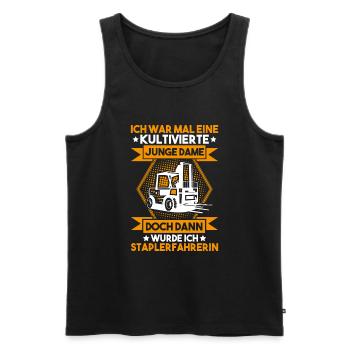 Staplerfahrer Gabelstaplerfahrer Forklift Operator - Männer Premium Bio Tank Top - Schwarz - Vorne - Michal (187cm)