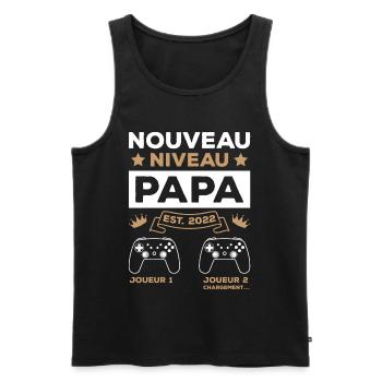 Originale Cadeau Futur Papa Geek - Débardeur bio Premium Homme - noir - Devant - AI Model Male 178 light (178cm)