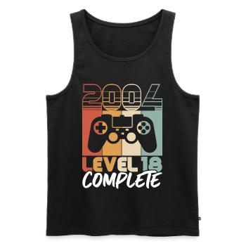 18 Birthday Vintage 2004 Level 18 Complete - Men's Premium Organic Tank Top - black - Front - AI Model Male 178 light (178cm)