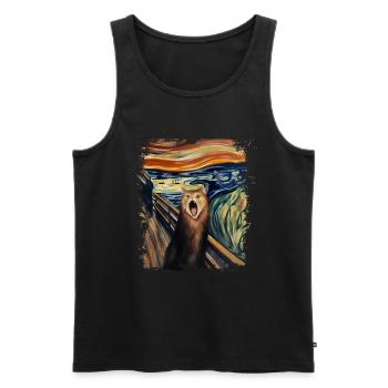 Le Chat Criant Edvard Expressionnisme Munch - Débardeur bio Premium Homme - noir - Devant - AI Model Male 178 light (178cm)