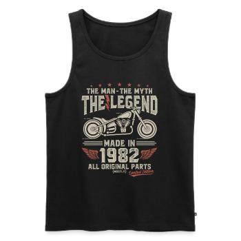 1982 Vintage Man Myth Legend Motorcycle - Men's Premium Organic Tank Top - black - Front - Michal (187cm)