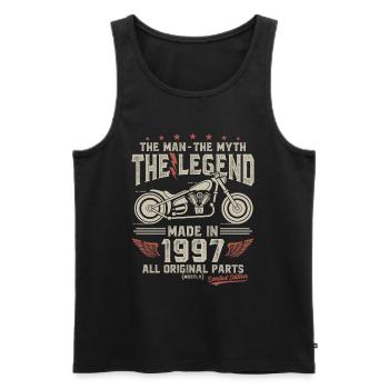 1997 Vintage Man Myth Legend Motorcycle - Men's Premium Organic Tank Top - black - Front - Michal (187cm)