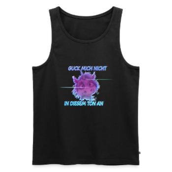 Glitc 80er style Einhorn - Guck mich nicht in dies - Männer Premium Bio Tank Top - Schwarz - Vorne - AI Model Male 178 light (178cm)