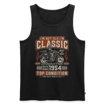Klassiker 1954 Jahrgang Vintage Retro Motorrad - Männer Premium Bio Tank Top - Schwarz - Vorne - Michal (187cm)