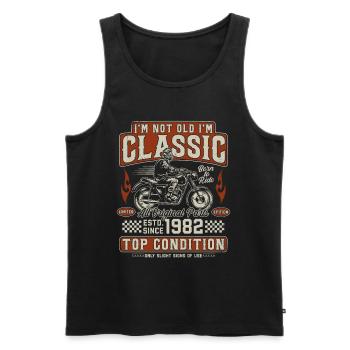 Klassiker 1982 Jahrgang Vintage Retro Motorrad - Männer Premium Bio Tank Top - Schwarz - Vorne - Michal (187cm)