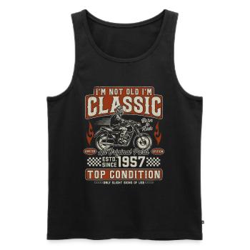 Moto rétro vintage classique de 1957 - Débardeur bio Premium Homme - noir - Devant - Michal (187cm)