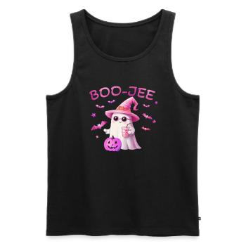 Boo-Jee Ghost Shirt - Mignon Fantôme d’Halloween rose - Débardeur bio Premium Homme - noir - Devant - Michal (187cm)