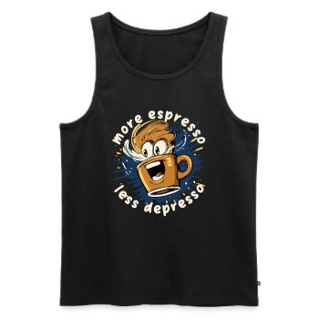 more espresso less depresso - Men's Premium Organic Tank Top - black - Front - AI Model Male 178 light (178cm)