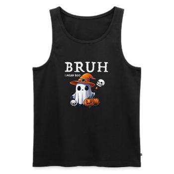 Halloween bruh ghost boo skull pumpkin - Männer Premium Bio Tank Top - Schwarz - Vorne - Michal (187cm)