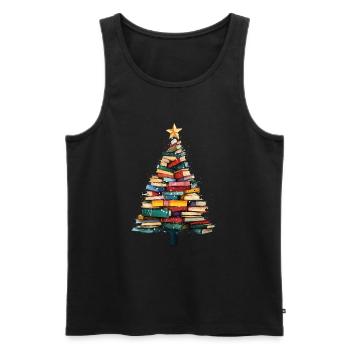 Weihnachtsbücherbaum festlich für Lehrer - Männer Premium Bio Tank Top - Schwarz - Vorne - AI Model Male 178 light (178cm)