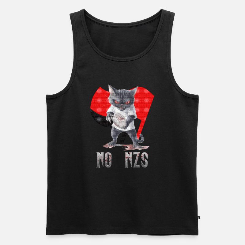 Katze no NZS Antifa - Männer Premium Bio Tank Top - Schwarz