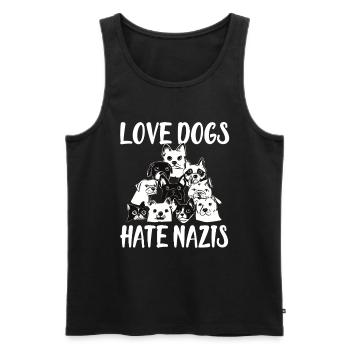 Love Dogs Hate Nazis - Men's Premium Organic Tank Top - black - Front - Michal (187cm)