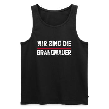 Wir sind die Brandmauer gegen rechts - Männer Premium Bio Tank Top - Schwarz - Vorne - Michal (187cm)