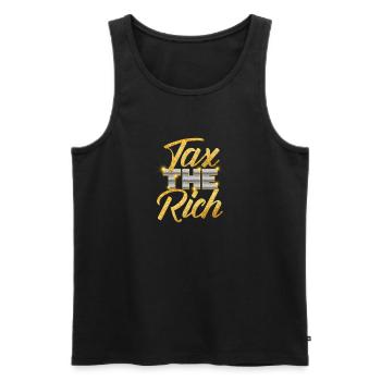 Taxez la riche police dorée - Débardeur bio Premium Homme - noir - Devant - Michal (187cm)
