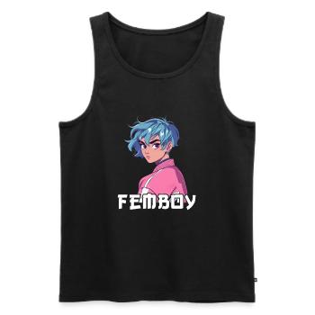 Femboy Esthétique Yaoi Anime Garçon Travestissement - Débardeur bio Premium Homme - noir - Devant - Michal (187cm)