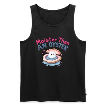 moister than an oyster funny humor - Men's Premium Organic Tank Top - black - Front - AI Model Male 178 light (178cm)