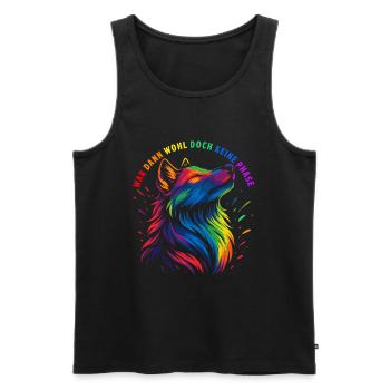 Wolf LGBTQ CSD LGBT Gay Pride Regenbogen Flagge - Männer Premium Bio Tank Top - Schwarz - Vorne - Michal (187cm)
