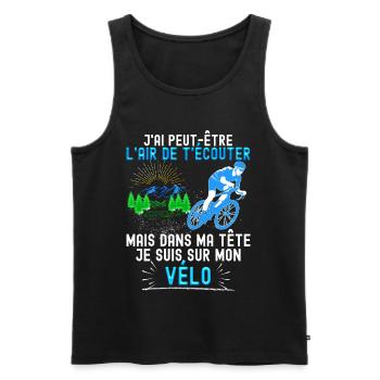 Cycliste, Vélo passion, blague drole vélo - Débardeur bio Premium Homme - noir - Devant - AI Model Male 178 light (178cm)