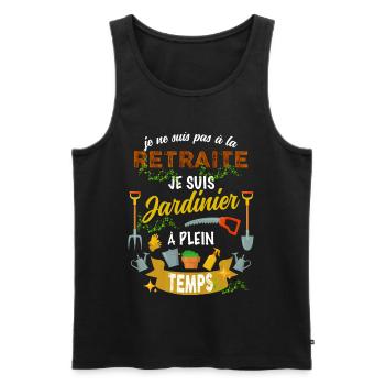 4 - t-shirt jardinier à plein temps.png - Débardeur bio Premium Homme - noir - Devant - Michal (187cm)