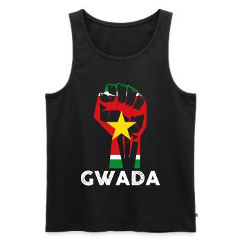 La Guadeloupe drapeau poing idée cadeau - Débardeur bio Premium Homme - noir - Devant - AI Model Male 178 light (178cm)