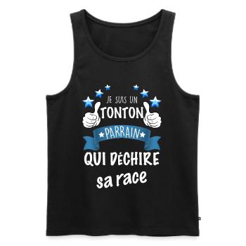 Tonton Parrain Que j'aime Expression Drôle - Débardeur bio Premium Homme - noir - Devant - Michal (187cm)