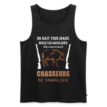 Chasseur De Sanglier Cadeau Drôle - Débardeur bio Premium Homme - noir - Devant - Michal (187cm)