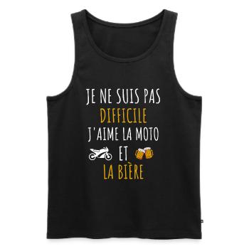 j'aime la moto et la bière cadeau humour - Débardeur bio Premium Homme - noir - Devant - Michal (187cm)