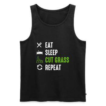 Eat Sleep Cut Grass - Cadeau de tenue d’aménagement paysager - Débardeur bio Premium Homme - noir - Devant - Michal (187cm)
