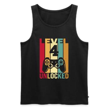 Vier 4 Jahre 4 Geburtstagskind Sohn Lustiger Spieler 4. Jahre - Männer Premium Bio Tank Top - Schwarz - Vorne - Michal (187cm)