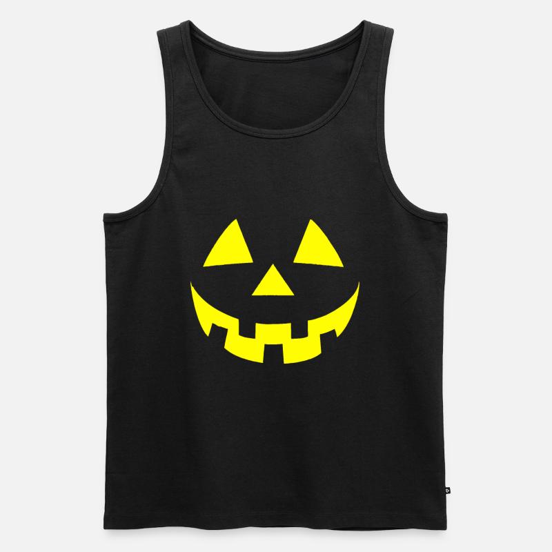 Gruseliges Halloween-Kürbisgesicht Süßes oder Saures einfach - Männer Premium Bio Tank Top - Schwarz