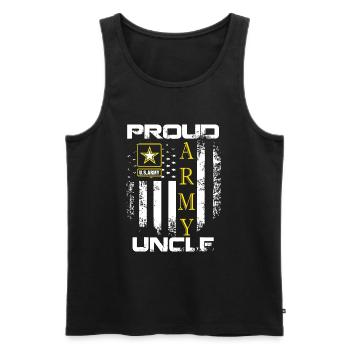 Vintage Proud Army Uncle With American Flag Gift - Men's Premium Organic Tank Top - black - Front - Michal (187cm)