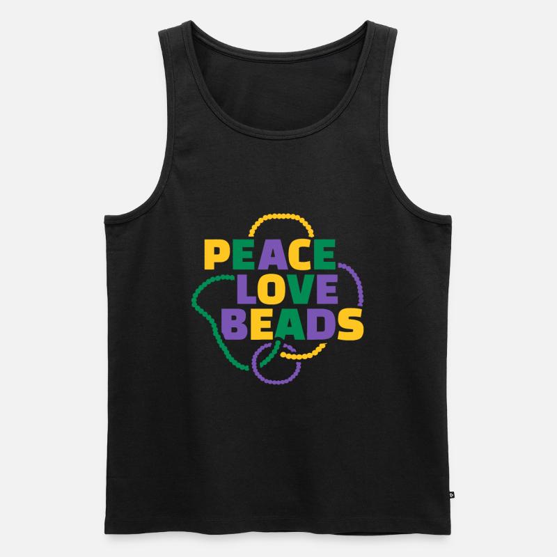 Mardi Gras Frieden Liebesperlen - Männer Premium Bio Tank Top - Schwarz