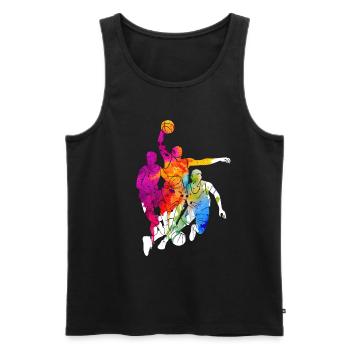 BASKET-BALL - Débardeur bio Premium Homme - noir - Devant - Michal (187cm)