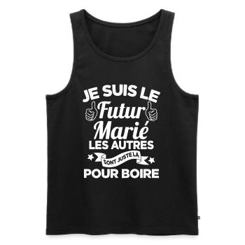Cadeau de célibataire pour un futur marié - Débardeur bio Premium Homme - noir - Devant - Michal (187cm)