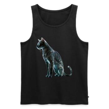 Katze Katzenmotiv Tiere Geschenk Kunst Tiermotiv - Männer Premium Bio Tank Top - Schwarz - Vorne - Michal (187cm)
