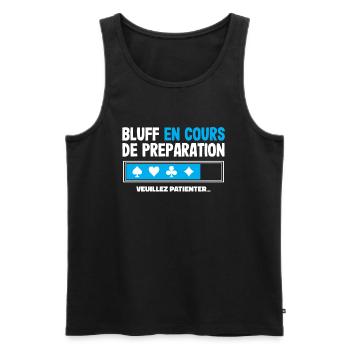 Bluff en cours Poker Humour - Cadeau Poker Homme - Débardeur bio Premium Homme - noir - Devant - Michal (187cm)