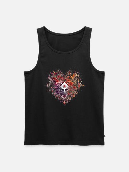 Herz mit Kompass Valentinsedition - Männer Premium Bio Tank Top - Schwarz