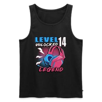 14th Birthday Level 14 Gamer Gift - Men's Premium Organic Tank Top - black - Front - Michal (187cm)