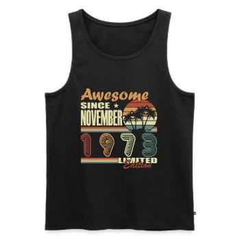 Novembre 1973 Vintage anniversaire Vintage cadeau - Débardeur bio Premium Homme - noir - Devant - Michal (187cm)