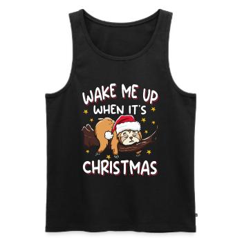 Wake me up when it's Christmas sloth - Men's Premium Organic Tank Top - black - Front - Michal (187cm)
